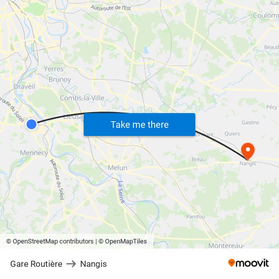 Gare Routière to Nangis map
