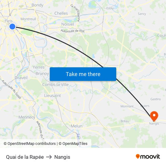 Quai de la Rapée to Nangis map