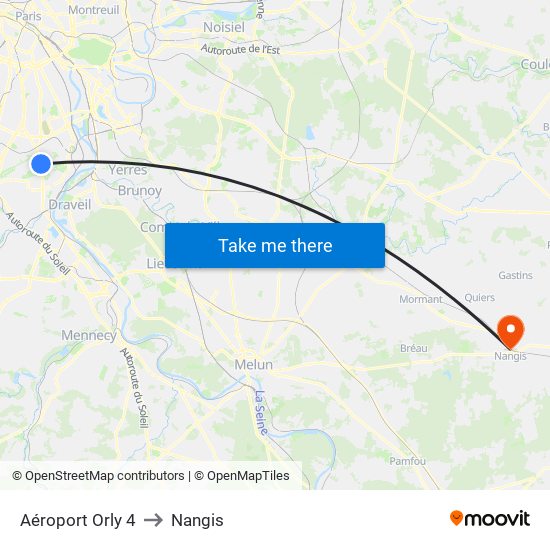Aéroport Orly 4 to Nangis map