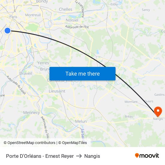 Porte D'Orléans - Ernest Reyer to Nangis map