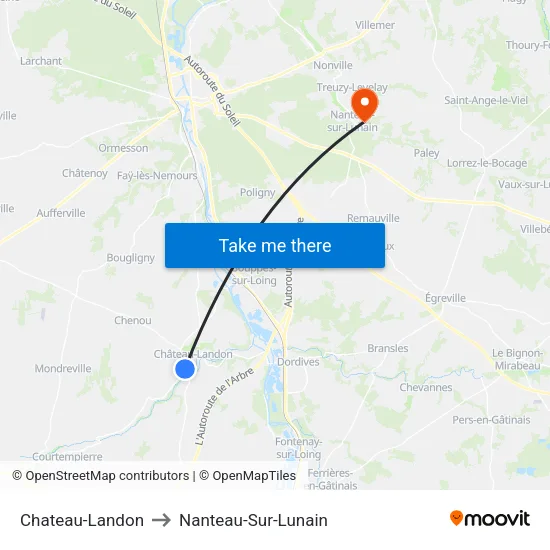 Chateau-Landon to Nanteau-Sur-Lunain map