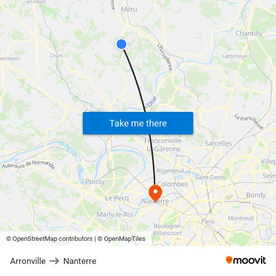 Arronville to Nanterre map