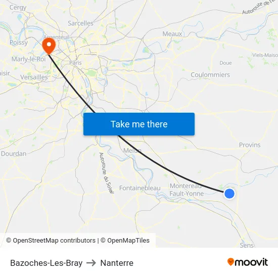 Bazoches-Les-Bray to Nanterre map
