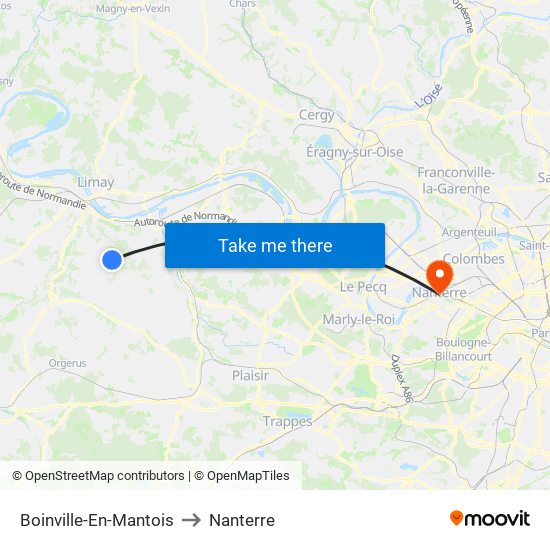 Boinville-En-Mantois to Nanterre map