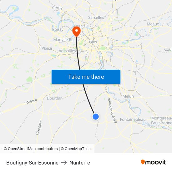 Boutigny-Sur-Essonne to Nanterre map
