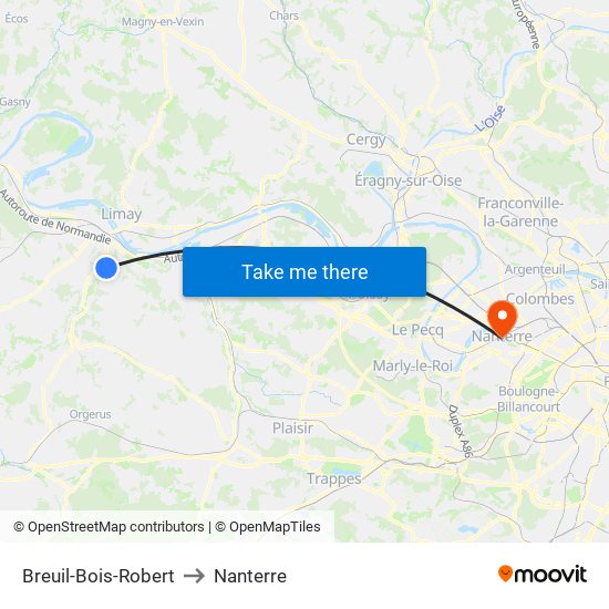 Breuil-Bois-Robert to Nanterre map