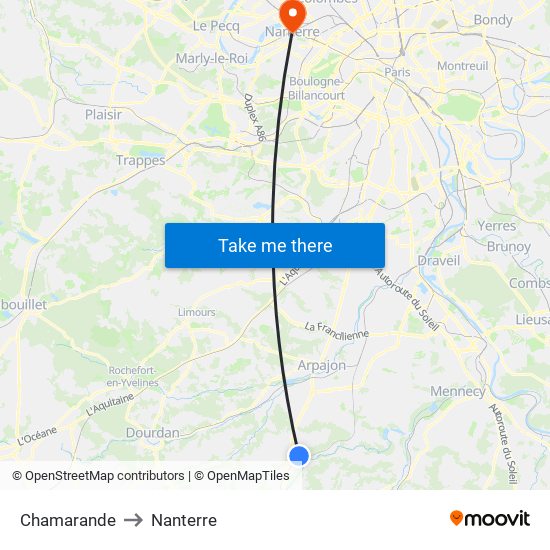 Chamarande to Nanterre map