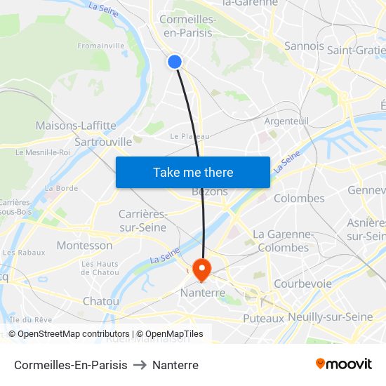 Cormeilles-En-Parisis to Nanterre map