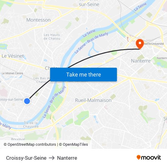 Croissy-Sur-Seine to Nanterre map