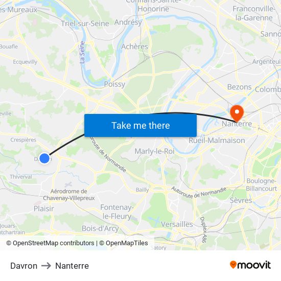 Davron to Nanterre map