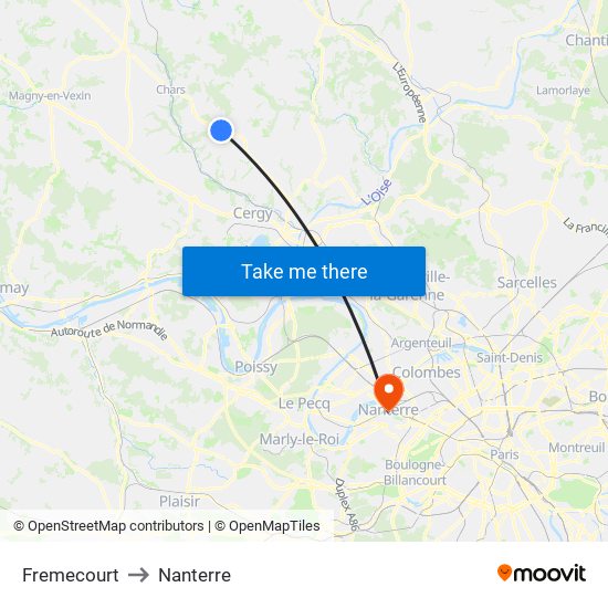 Fremecourt to Nanterre map