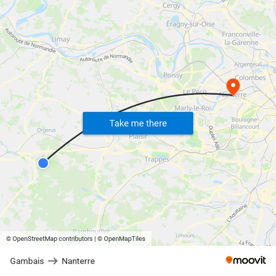 Gambais to Nanterre map