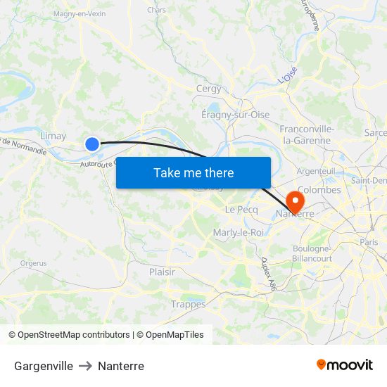 Gargenville to Nanterre map