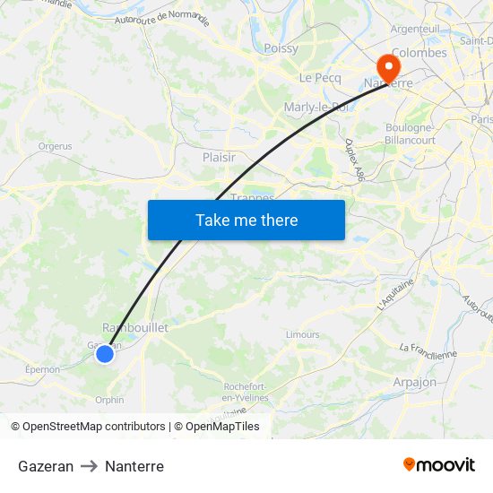 Gazeran to Nanterre map