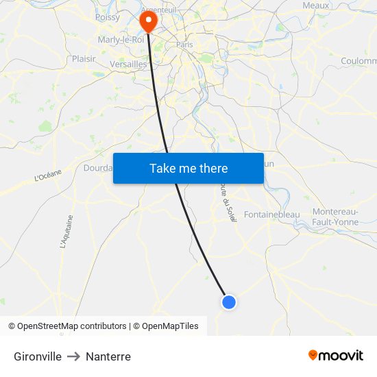 Gironville to Nanterre map