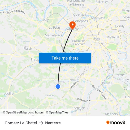 Gometz-Le-Chatel to Nanterre map