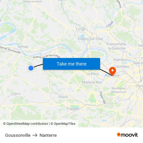Goussonville to Nanterre map