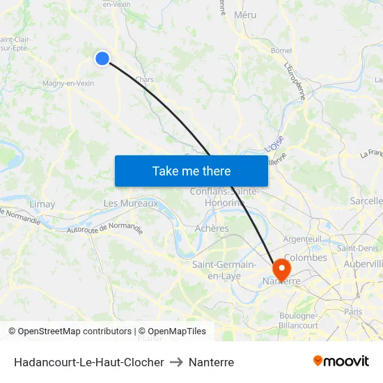 Hadancourt-Le-Haut-Clocher to Nanterre map