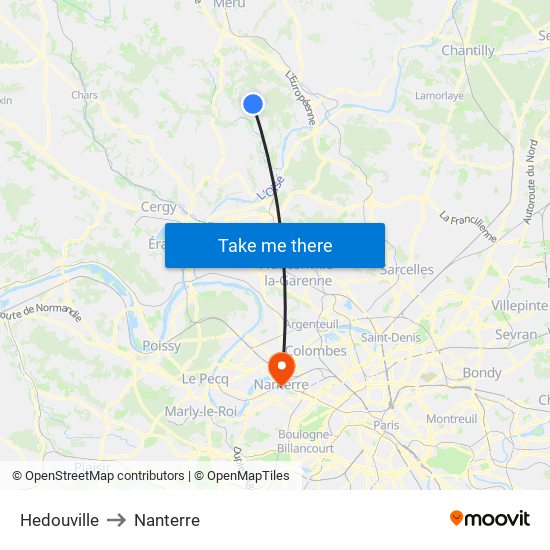 Hedouville to Nanterre map