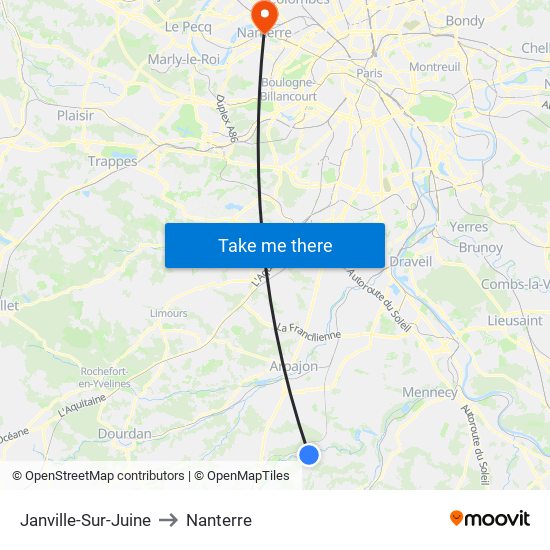 Janville-Sur-Juine to Nanterre map