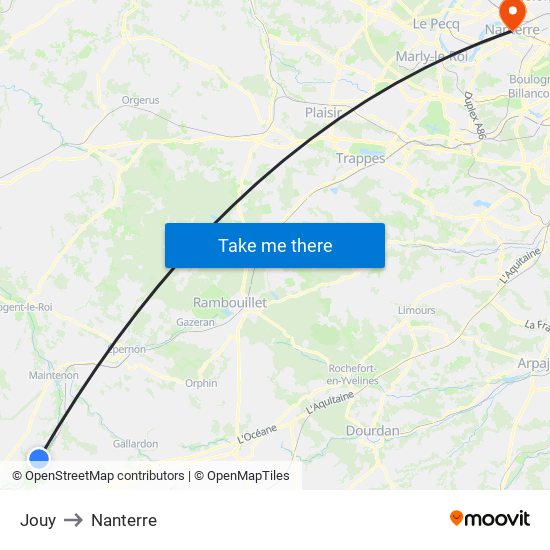 Jouy to Nanterre map
