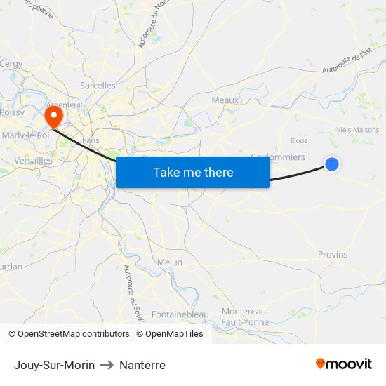 Jouy-Sur-Morin to Nanterre map