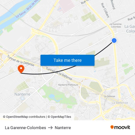 La Garenne-Colombes to Nanterre map
