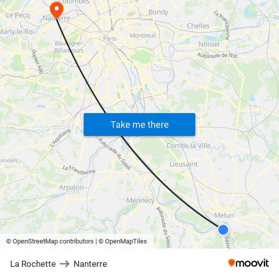 La Rochette to Nanterre map