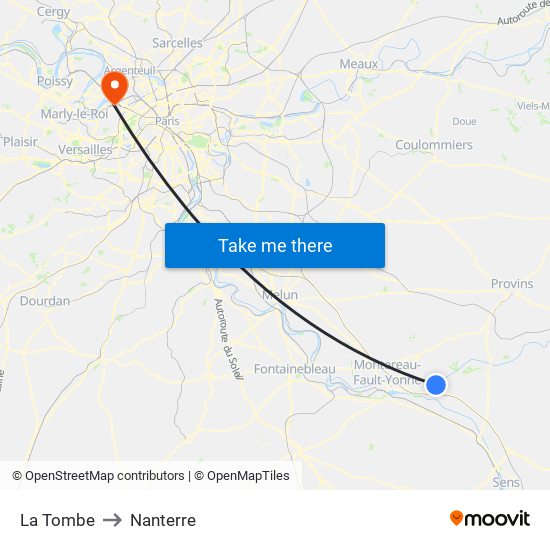 La Tombe to Nanterre map