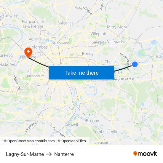 Lagny-Sur-Marne to Nanterre map