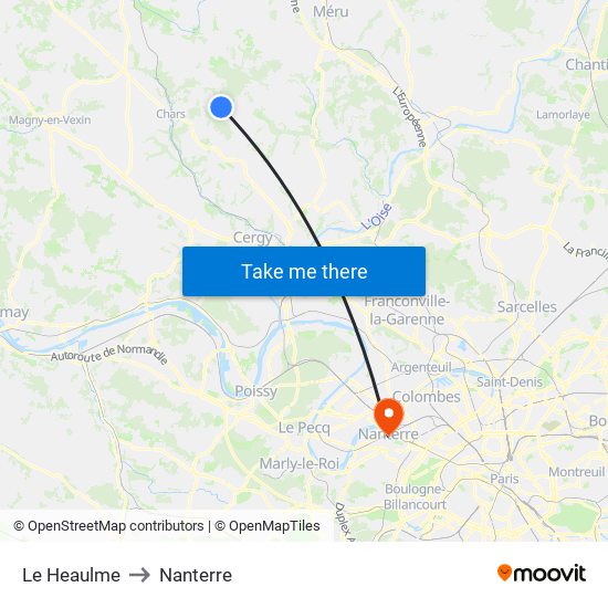Le Heaulme to Nanterre map