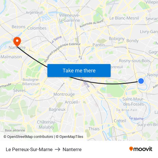 Le Perreux-Sur-Marne to Nanterre map