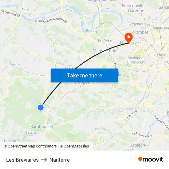 Les Breviaires to Nanterre map