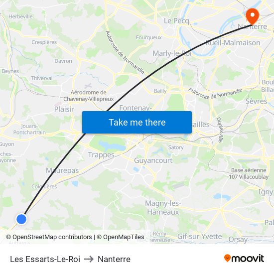 Les Essarts-Le-Roi to Nanterre map