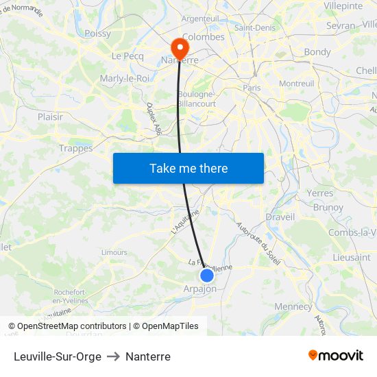 Leuville-Sur-Orge to Nanterre map