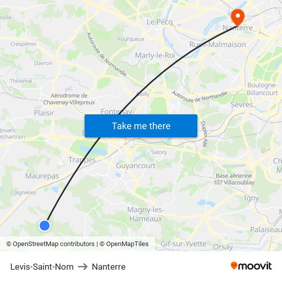 Levis-Saint-Nom to Nanterre map