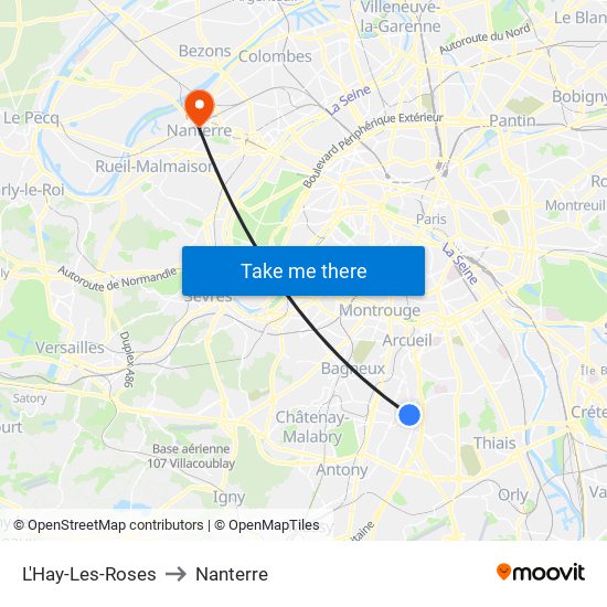 L'Hay-Les-Roses to Nanterre map