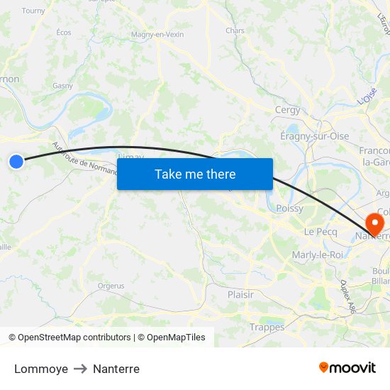 Lommoye to Nanterre map