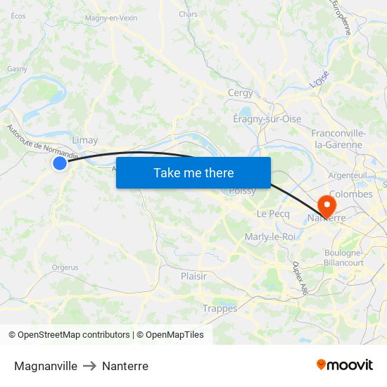 Magnanville to Nanterre map