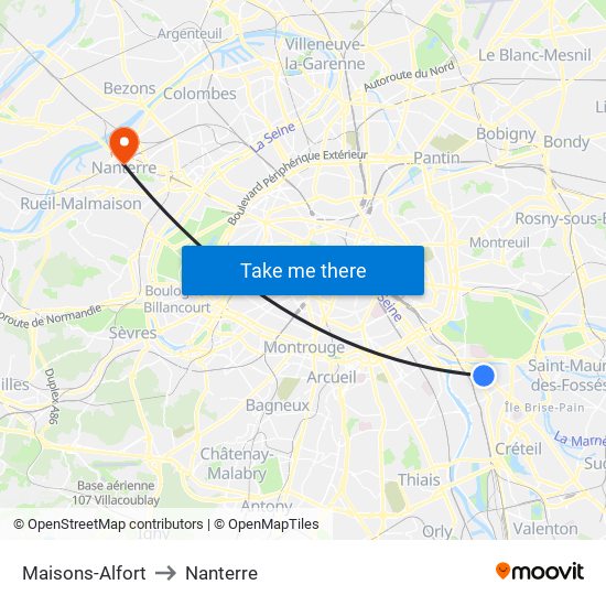 Maisons-Alfort to Nanterre map