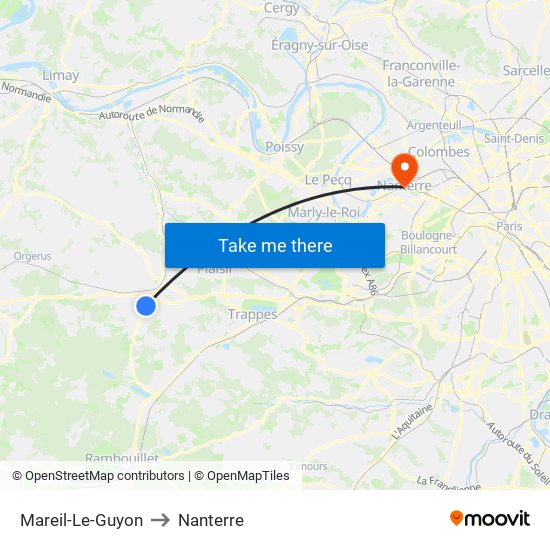 Mareil-Le-Guyon to Nanterre map