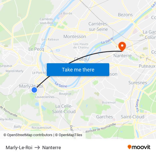 Marly-Le-Roi to Nanterre map
