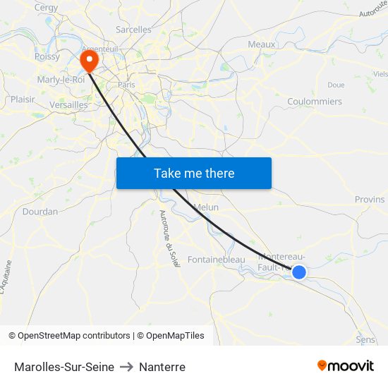 Marolles-Sur-Seine to Nanterre map