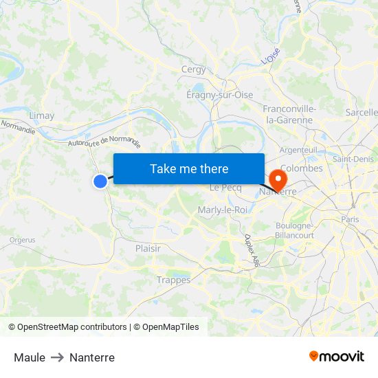 Maule to Nanterre map