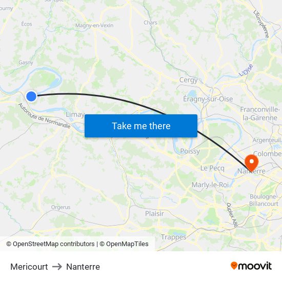 Mericourt to Nanterre map