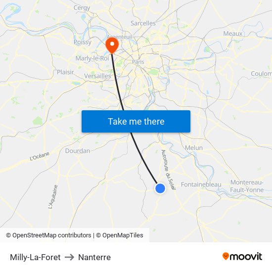 Milly-La-Foret to Nanterre map
