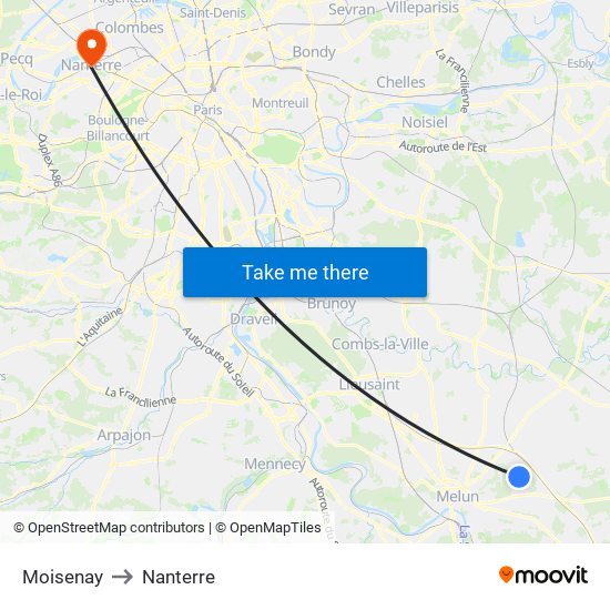 Moisenay to Nanterre map