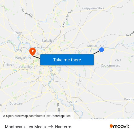 Montceaux-Les-Meaux to Nanterre map