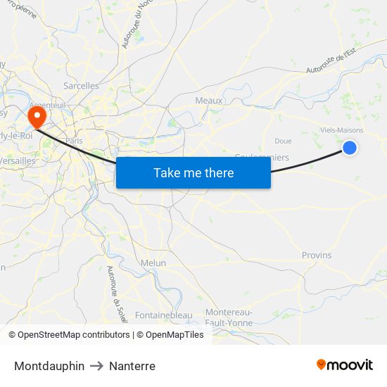 Montdauphin to Nanterre map