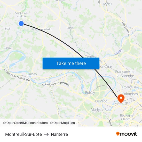 Montreuil-Sur-Epte to Nanterre map